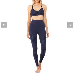 NWOT Alo Rich Navy Glossy Moto Legging